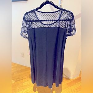 Brand New Nina Leonard Dotted/Sheer Short Sleeve Dress. Women’s Medium.